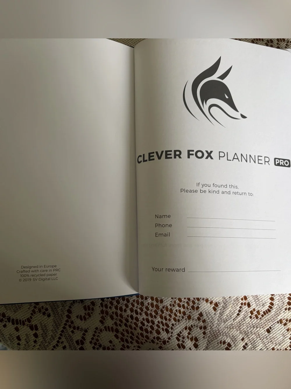 CleverFox Navy Leather-Style Planner Notebook - Classic Navy Home Office Planner